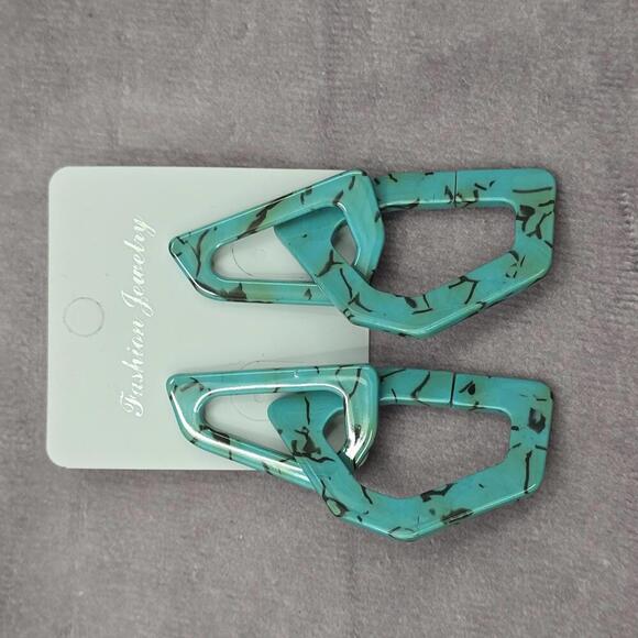 Blue Brown Western Cowgirl Abstract Dangle Drop Earring Fashion Jewelry JB1-07 - Picture 2 of 3